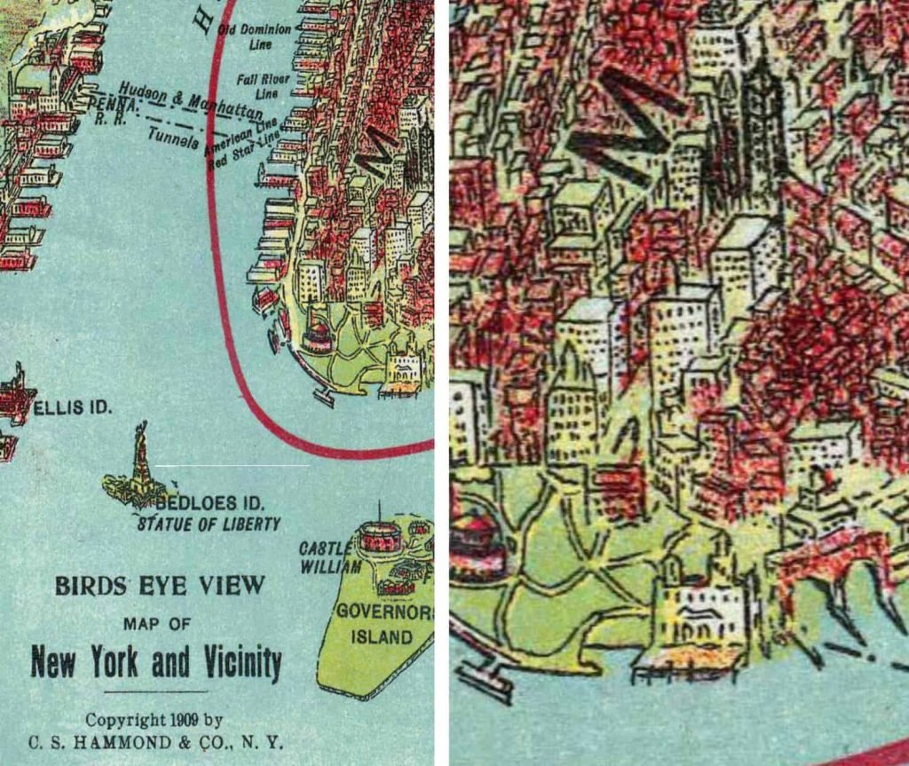 Old 3D Map of New York City from 1909