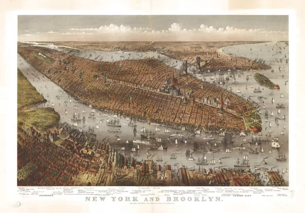 Old Map of New York City - New York and Brooklyn