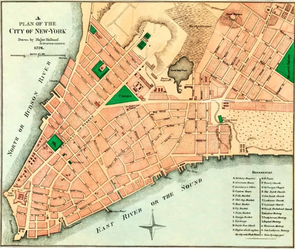Samuel Holland's Original Plan of New York City in 1776